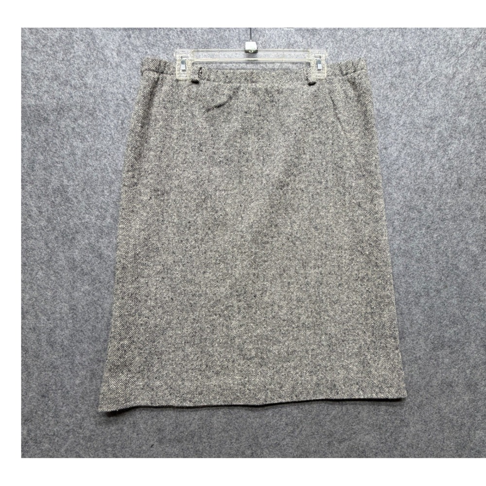 Orvis Sporting Traditions Grey Tweed Wool Blend Lined Skirt 14P 90s Made In USA